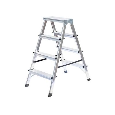 EUROKRAFTbasic Aluminium Stehleiter - Beidseitig, 2x4 Stufen - Stehleiter EUROKRAFTbasic Aluminium Stehleiter - Beidseitig, 2x4 Stufen - Stehleiter