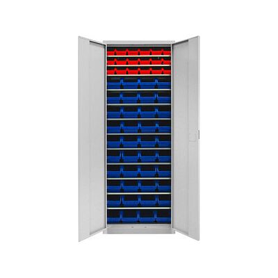 ADB Stahlschrank - 12 Fachböden, 58 Boxen - Lichtgrau 71x30x195cm ADB Stahlschrank - 12 Fachböden, 58 Boxen - Lichtgrau 71x30x195cm