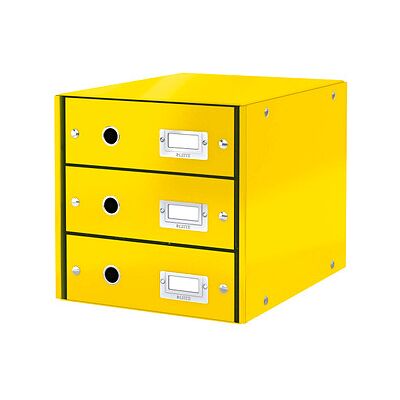 LEITZ Schubladenbox Click & Store gelb 60480016, DIN A4 mit 3 Schubladen, 1 St. LEITZ Schubladenbox Click & Store gelb 60480016, DIN A4 mit 3 Schubladen, 1 St.