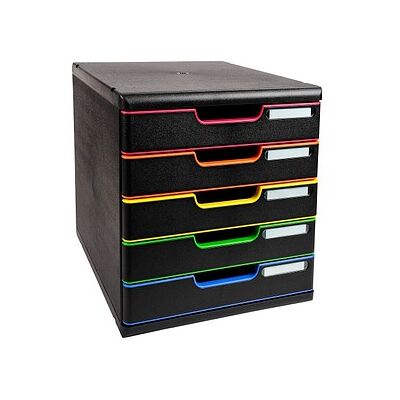 Exacompta Schubladenbox Modulo schwarz mit bunten Farblinien 301914D, DIN A4 mit 5 Schubladen, 1 St. Exacompta Schubladenbox Modulo schwarz mit bunten Farblinien 301914D, DIN A4 mit 5 Schubladen, 1 St.