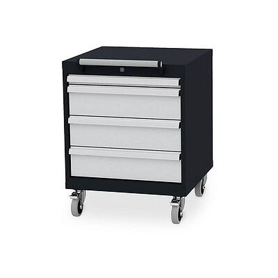 Simplaflex Schubladenschrank - 4 Schubladen, abschließbar, Stahl, mobil - 77cm hoch Simplaflex Schubladenschrank - 4 Schubladen, abschließbar, Stahl, mobil - 77cm hoch