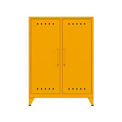 BISLEY Kompaktes Gelbes Stahl-Sideboard - Büromöbel BISLEY Kompaktes Gelbes Stahl-Sideboard - Büromöbel