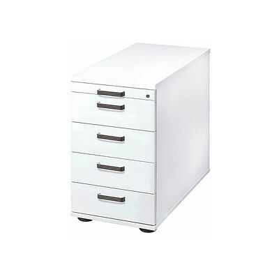 HAMMERBACHER Unni SE1 Standcontainer weiß 5 Auszüge Kunststoff-Relinggriff silber 42,8 x 80,0 x 72,0 - 76,0 cm HAMMERBACHER Unni SE1 Standcontainer weiß 5 Auszüge Kunststoff-Relinggriff silber 42,8 x 80,0 x 72,0 - 76,0 cm