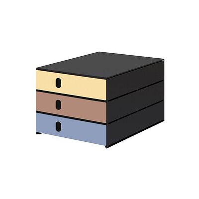 styro Schubladenbox styroval pro feelings Midnightsun gelb, braun, blau 14-8050.Mi, DIN A4 mit 3 Schubladen, 1 St. styro Schubladenbox styroval pro feelings Midnightsun gelb, braun, blau 14-8050.Mi, DIN A4 mit 3 Schubladen, 1 St.