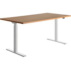 Topstar E-Table elektrisch höhenverstellbarer Schreibtisch buche rechteckig, T-Fuß-Gestell weiß 160,0 x 80,0 cm Topstar E-Table elektrisch höhenverstellbarer Schreibtisch buche rechteckig, T-Fuß-Gestell weiß 160,0 x 80,0 cm