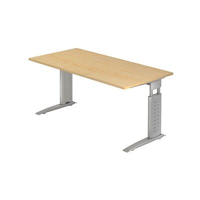 HAMMERBACHER Marke US16 - Höhenverstellbarer Schreibtisch - Rechteck, Ahorn, Silber HAMMERBACHER Marke US16 - Höhenverstellbarer Schreibtisch - Rechteck, Ahorn, Silber