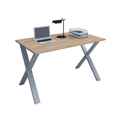VCM my office Lona Schreibtisch sonoma-eiche rechteckig, X-Fuß-Gestell silber 80,0 x 50,0 cm VCM my office Lona Schreibtisch sonoma-eiche rechteckig, X-Fuß-Gestell silber 80,0 x 50,0 cm