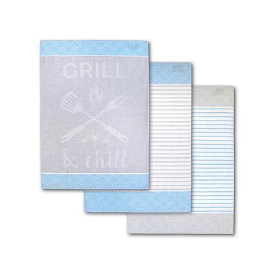 Dyckhoff Geschirrtücher GRILL & chill hellblau grau 50,0 x 70,0 cm, 3 St. Dyckhoff Geschirrtücher GRILL & chill hellblau grau 50,0 x 70,0 cm, 3 St.