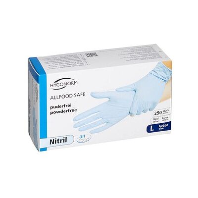 Hygonorm Nitrilhandschuhe - Puderfrei, Blau, 10x250 - Einweghandschuhe Hygonorm Nitrilhandschuhe - Puderfrei, Blau, 10x250 - Einweghandschuhe