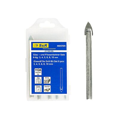 S&R Bohrer-Set, sechs Bohrer in den gängigen Größen: 3 mm, 4 mm, 5 mm, 6 mm, 8 mm und 10 mm S&R Bohrer-Set, sechs Bohrer in den gängigen Größen: 3 mm, 4 mm, 5 mm, 6 mm, 8 mm und 10 mm