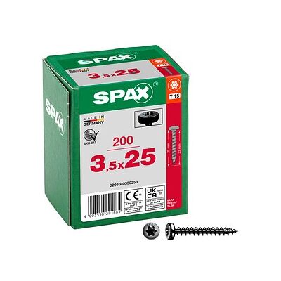SPAX® Universalschrauben T15 Halbrundkopf BLAX 0201040350253 3,5 mm x 25 mm, 200 St. SPAX® Universalschrauben T15 Halbrundkopf BLAX 0201040350253 3,5 mm x 25 mm, 200 St.