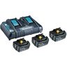 makita Werkzeugakkus mit Schnellladegerät Power Source Kit Lithium-Ionen 3x 5,0 Ah