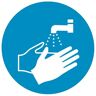 SafetyMarking® Gebotsaufkleber "Hände waschen" rund 10,0 cm weiß/blau