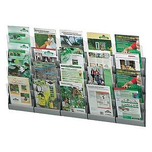 PAPERFLOW Wandprospekthalter Integral silber DIN A4 20 Fächern 116,0 x 9,0 x 73,0 cm, 5 St. PAPERFLOW Wandprospekthalter Integral silber DIN A4 20 Fächern 116,0 x 9,0 x 73,0 cm, 5 St.