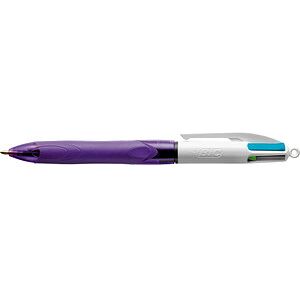 BIC 4-Farben-Kugelschreiber 4 Colours GRIP Fashion lila/weiß, Schreibfarbe: hellgrün, rosa, violett, türkis, 1 St. BIC 4-Farben-Kugelschreiber 4 Colours GRIP Fashion lila/weiß, Schreibfarbe: hellgrün, rosa, violett, türkis, 1 St.