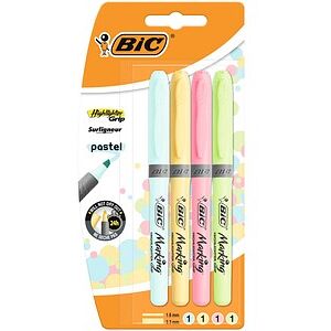 BIC Highlighter Grip Pastel Textmarker farbsortiert, 4 St. BIC Highlighter Grip Pastel Textmarker farbsortiert, 4 St.