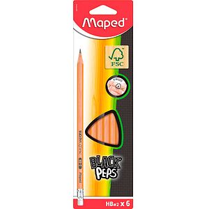 maped BLACK'PEPS Bleistifte HB naturbelassen mit Radierer, 6 St. maped BLACK'PEPS Bleistifte HB naturbelassen mit Radierer, 6 St.