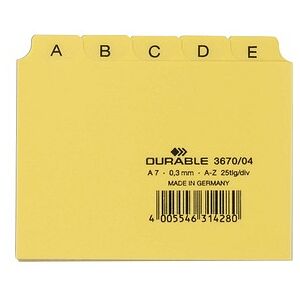 DURABLE Karteikartenregister A-Z gelb DURABLE Karteikartenregister A-Z gelb