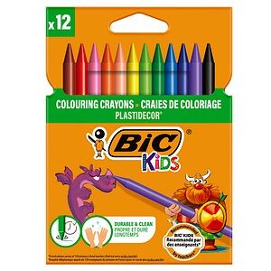 BIC Kids Plastidecor Wachsmalstifte farbsortiert, 12 St. BIC Kids Plastidecor Wachsmalstifte farbsortiert, 12 St.