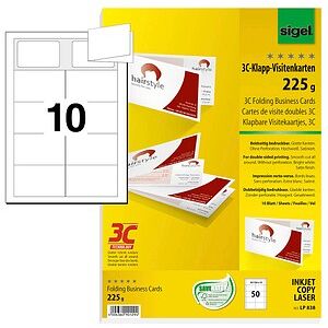 SIGEL Visitenkarten LP838 satiniert weiß 225 g/qm, 50 St. SIGEL Visitenkarten LP838 satiniert weiß 225 g/qm, 50 St.