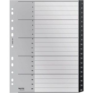 LEITZ Ordnerregister recycle 1211 DIN A4 Vollformat, Überbreite 1-20 schwarz 20-teilig, 1 Satz LEITZ Ordnerregister recycle 1211 DIN A4 Vollformat, Überbreite 1-20 schwarz 20-teilig, 1 Satz