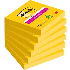 Post-it® Super Sticky Notes Haftnotizen extrastark 654-S6 gelb, 6 Blöcke Post-it® Super Sticky Notes Haftnotizen extrastark 654-S6 gelb, 6 Blöcke