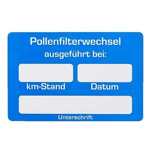 EICHNER Aufkleber Pollenfilter-Wechsel ausgeführt bei, blau/weiß, 250 St. EICHNER Aufkleber Pollenfilter-Wechsel ausgeführt bei, blau/weiß, 250 St.