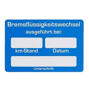 EICHNER Aufkleber Bremsflüssigkeitswechsel ausgeführt, blau/weiß, 250 St. EICHNER Aufkleber Bremsflüssigkeitswechsel ausgeführt, blau/weiß, 250 St.