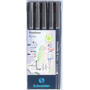 Schneider Pictus Fineliner-Set farbsortiert 0,2 + 0,5 mm, 5 St. Schneider Pictus Fineliner-Set farbsortiert 0,2 + 0,5 mm, 5 St.
