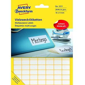AVERY Zweckform Etiketten 3318 weiß 22,0 x 18,0 mm, 1.200 Etiketten AVERY Zweckform Etiketten 3318 weiß 22,0 x 18,0 mm, 1.200 Etiketten