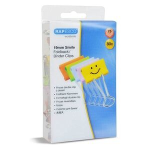 RAPESCO® Foldbackklammern Smiles farbsortiert 1,9 cm, 80 St. RAPESCO® Foldbackklammern Smiles farbsortiert 1,9 cm, 80 St.