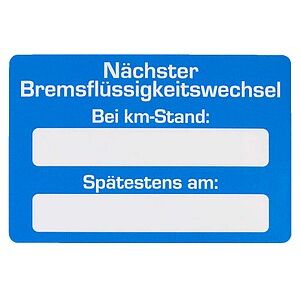 EICHNER Aufkleber Nächster Bremsflüssigkeitswechsel bei, blau/weiß, 250 St. EICHNER Aufkleber Nächster Bremsflüssigkeitswechsel bei, blau/weiß, 250 St.