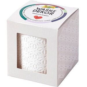 folia Washi Dekor Blüten weiß Deko-Klebeband matt 50,0 mm x 5,0 m 1 Rolle folia Washi Dekor Blüten weiß Deko-Klebeband matt 50,0 mm x 5,0 m 1 Rolle