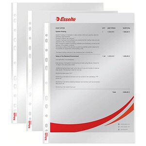Esselte Prospekthüllen Standard DIN A4 transparent glasklar 0,05 mm, 100 St. Esselte Prospekthüllen Standard DIN A4 transparent glasklar 0,05 mm, 100 St.