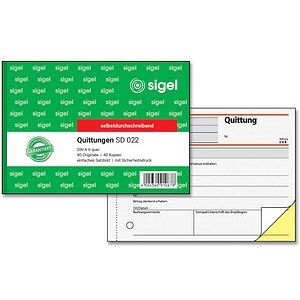 SIGEL Quittung, MwSt. separat ausgewiesen Formularbuch SD022, 1 St. SIGEL Quittung, MwSt. separat ausgewiesen Formularbuch SD022, 1 St.
