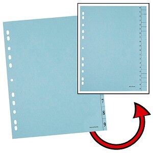 Neutral Trennblätter DIN A4 0-9 blau, 250 g/qm, 100 St. Neutral Trennblätter DIN A4 0-9 blau, 250 g/qm, 100 St.