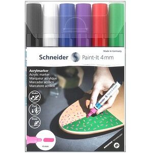 Schneider Paint-It 320 V1 Acrylstifte farbsortiert 4,0 mm, 6 St. Schneider Paint-It 320 V1 Acrylstifte farbsortiert 4,0 mm, 6 St.