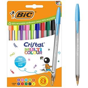 BIC Kugelschreiber CRISTAL MULTICO transparent, Schreibfarbe: farbsortiert, 10 St. BIC Kugelschreiber CRISTAL MULTICO transparent, Schreibfarbe: farbsortiert, 10 St.