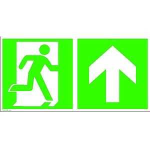 SafetyMarking® Rettungszeichen-Aufkleber "Notausgang rechts mit Zusatzzeichen: Richtungsangabe aufwärts bzw. geradeaus" rechteckig 30,0 x 15,0 cm, 1 St. SafetyMarking® Rettungszeichen-Aufkleber "Notausgang rechts mit Zusatzzeichen: Richtungsangabe aufwärts bzw. geradeaus" rechteckig 30,0 x 15,0 cm, 1 St.