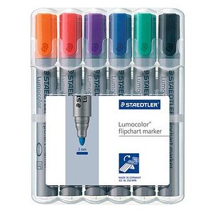 STAEDTLER Lumocolor Flipchart-Marker farbsortiert 2,0 mm, 6 St. STAEDTLER Lumocolor Flipchart-Marker farbsortiert 2,0 mm, 6 St.