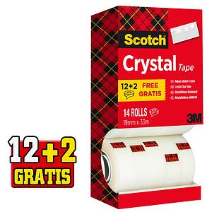 12 + 2 GRATIS: Scotch Crystal Klebefilm kristall-klar 19,0 mm x 33,0 m 12 Rollen + GRATIS 2 Rollen 12 + 2 GRATIS: Scotch Crystal Klebefilm kristall-klar 19,0 mm x 33,0 m 12 Rollen + GRATIS 2 Rollen