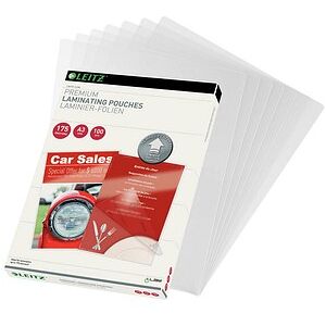 LEITZ UDT Laminierfolien glänzend für A3 175 micron, 100 St. LEITZ UDT Laminierfolien glänzend für A3 175 micron, 100 St.