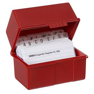 HAN A8 Karteikasten DIN A8 für 200 Karteikarten rot mit Deckel HAN A8 Karteikasten DIN A8 für 200 Karteikarten rot mit Deckel