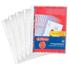 herlitz Prospekthüllen DIN A4 glasklar glatt 0,09 mm, 50 St. herlitz Prospekthüllen DIN A4 glasklar glatt 0,09 mm, 50 St.
