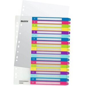 LEITZ Ordnerregister WOW DIN A4 Vollformat, Überbreite 1-20 farbig 20-teilig, 1 Satz LEITZ Ordnerregister WOW DIN A4 Vollformat, Überbreite 1-20 farbig 20-teilig, 1 Satz