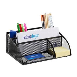 relaxdays Schreibtisch-Organizer schwarz Metall 5 Fächer 25,5 x 18,0 x 10,5 cm relaxdays Schreibtisch-Organizer schwarz Metall 5 Fächer 25,5 x 18,0 x 10,5 cm