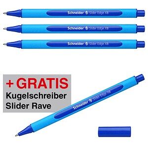 AKTION: Schneider Kugelschreiber Slider Edge blau, Schreibfarbe: blau, 6 St. + GRATIS Schneider Kugelschreiber Slider Rave XB blau AKTION: Schneider Kugelschreiber Slider Edge blau, Schreibfarbe: blau, 6 St. + GRATIS Schneider Kugelschreiber Slider Rave XB blau