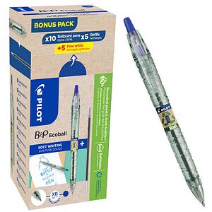 AKTION: PILOT Kugelschreiber B2P „Bottle 2 Pen“ ECOBALL XB transparent/blau, Schreibfarbe: blau, 10 St. + GRATIS 5 Kugelschreiberminen AKTION: PILOT Kugelschreiber B2P „Bottle 2 Pen“ ECOBALL XB transparent/blau, Schreibfarbe: blau, 10 St. + GRATIS 5 Kugelschreiberminen