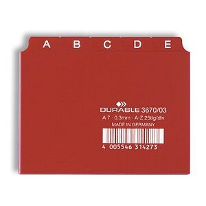 DURABLE Karteikartenregister A-Z rot DURABLE Karteikartenregister A-Z rot