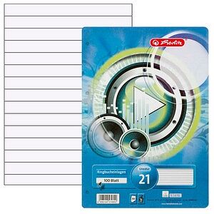 herlitz Ringbucheinlagen A4 liniert, 100 Blätter herlitz Ringbucheinlagen A4 liniert, 100 Blätter